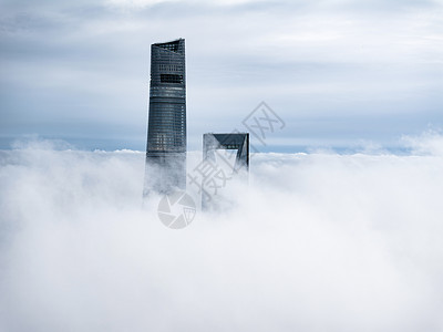 航拍黄浦江航拍上海浦东陆家嘴平流雾风光背景