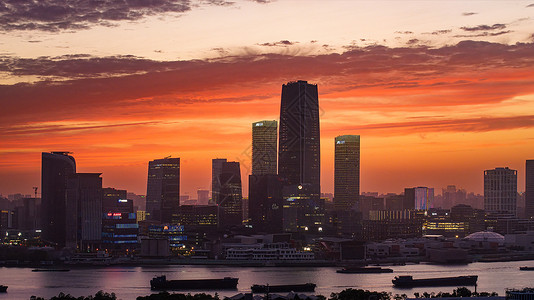 航拍上海滨江两岸城市CBD建筑群夜景高清图片