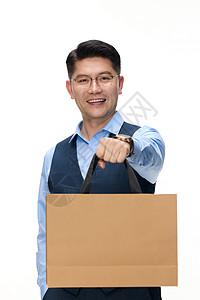 购物袋边框商务男士提着购物袋背景