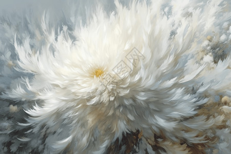 蒲公英特写白色油画艺术风格的花朵插画