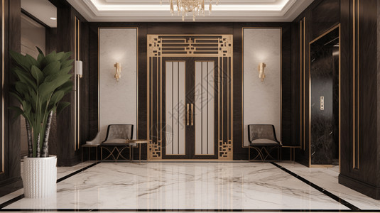 电梯入口豪华住宅建筑入口的室内设计设计图片