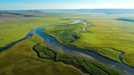 stockphoto一条河流横穿草地背景