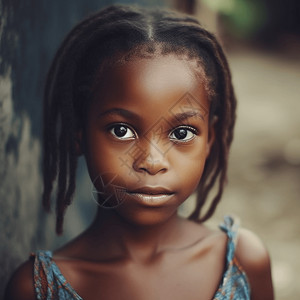 黑白小女孩非洲可爱的女孩背景