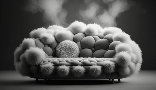 灰色毛皮梦幻黑白沙发设计图片
