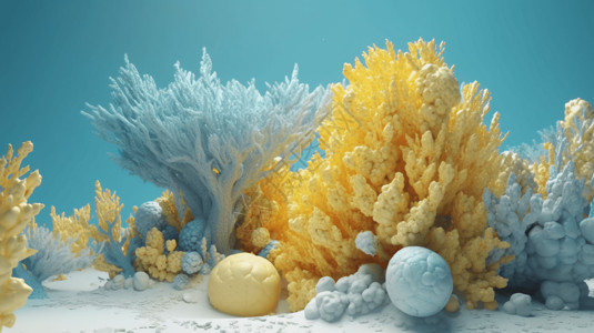 黄色和蓝色水下珊瑚图片