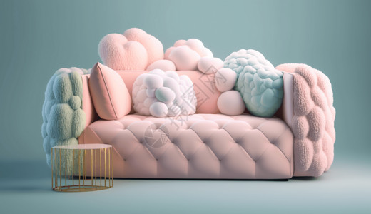 家具产品马卡龙色沙发设计图片