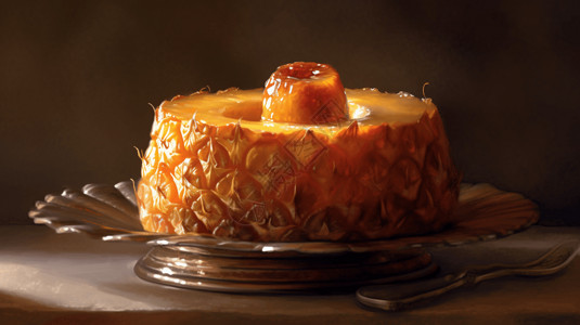 金色蛋糕素材美食菠萝甜品小吃背景