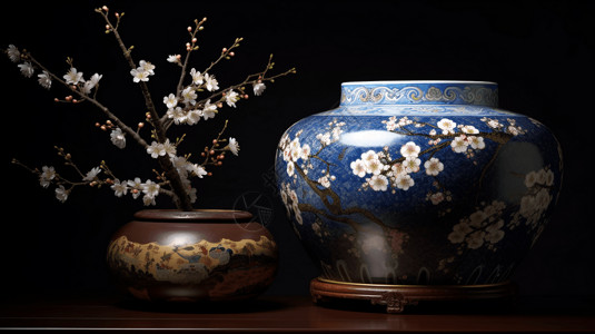 中国古董艺术瓷器背景图片