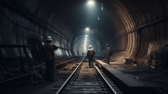建设隧道的工人图片