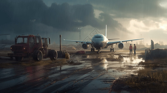 机场飞机跑道场景图背景图片