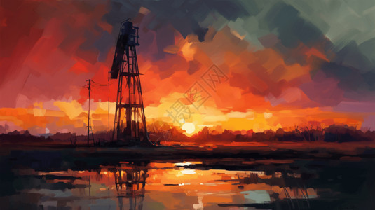 石油开采场景背景图片