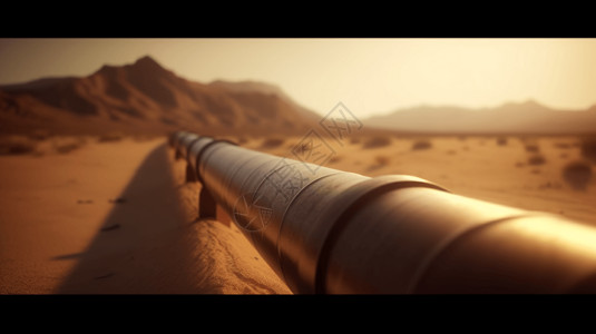 荒漠中的石油管道图片