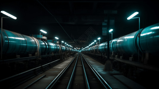 隧道结构昏暗的运输管道插画