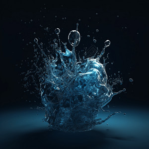 分子气泡蓝色波纹油纹理背景插画