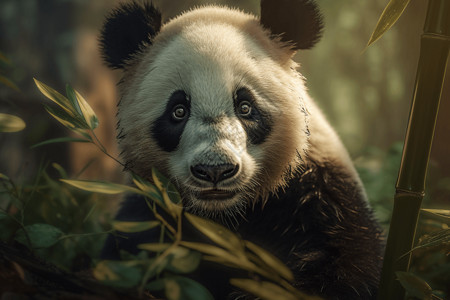 竹林中的大熊猫背景图片