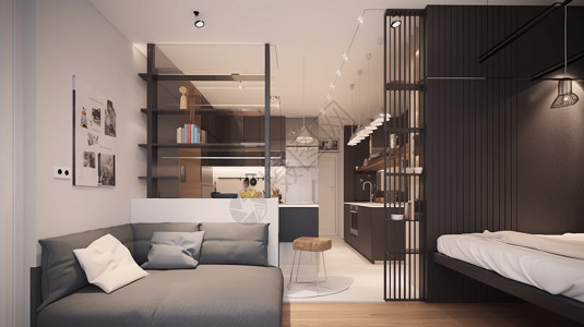 户型3d小型公寓工作室的设计背景