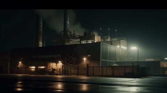 工厂的夜间照片图片