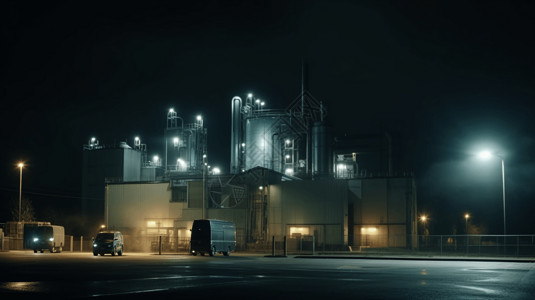 工厂的夜间照片图片