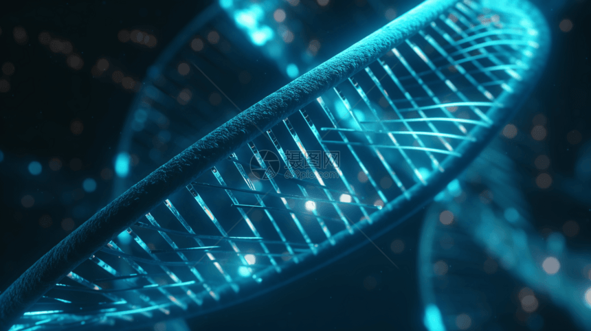 蓝色发光DNA全息图图片