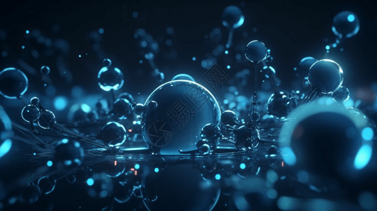 水面效果蓝氖分子细节图设计图片
