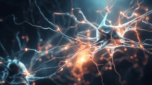 3D细胞神经元背景图片