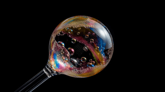 彩色气泡玻璃球特写图片