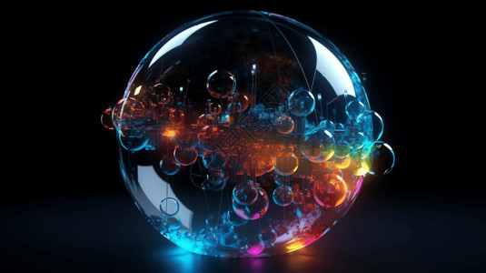 球幕电影3D电影的多色光泡设计图片
