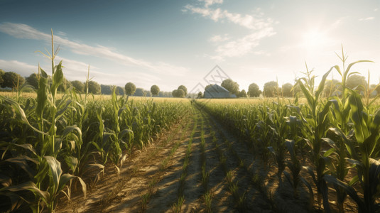 粮食农场成熟的玉米田背景