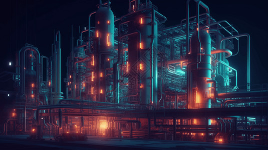 朋克机械风格科技风炼油厂设计图片