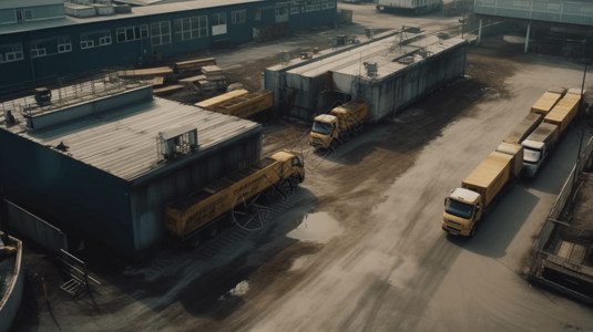 箱式卡车工厂装卸物料码头背景