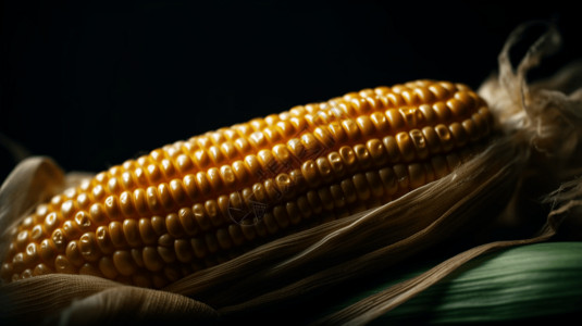 微距的玉米黑暗的背景玉米芯高清图片