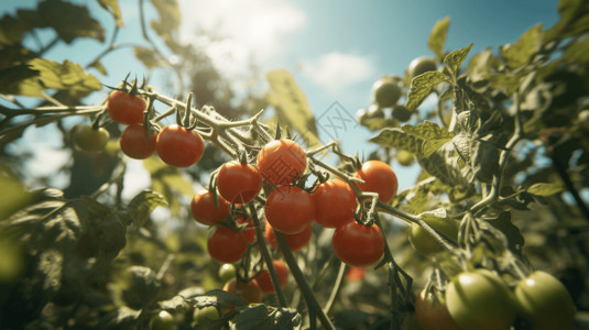 印象派风格番茄植物特写背景
