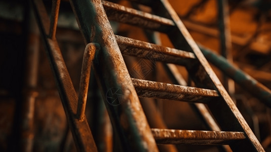 金属样式老化的梯子特写镜头背景