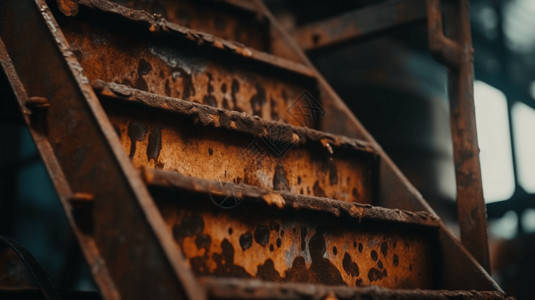 金属样式长着铁锈的梯子特写背景