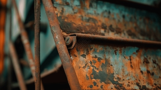 金属样式生锈的旧梯子特写镜头背景
