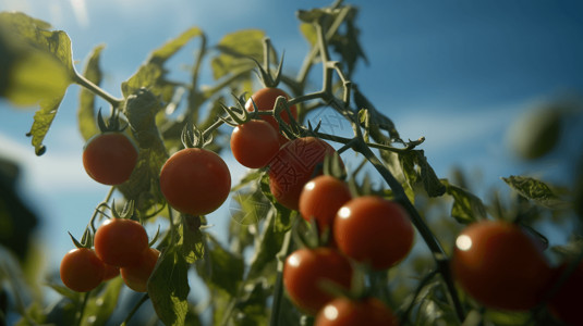 印象派风格成熟的番茄果实特写背景