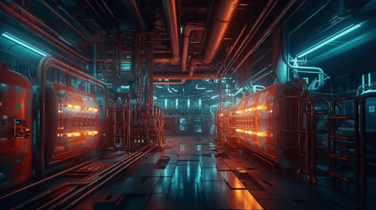 科幻的反应堆内部背景图片