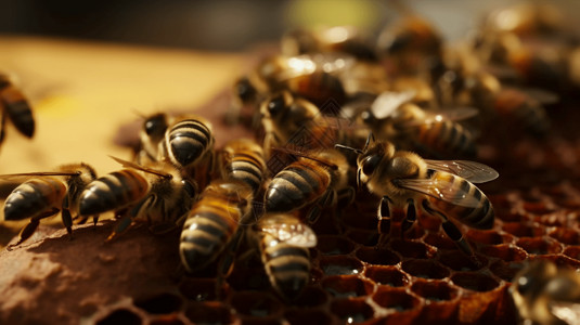 蜂巢的蜜蜂图片
