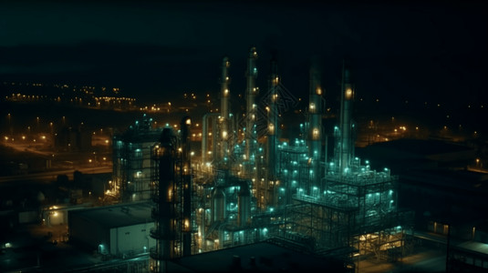 夜晚的化工厂俯视图图片