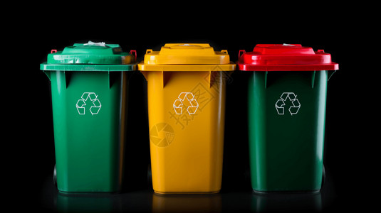 废物处理可循环利用概念垃圾桶插画