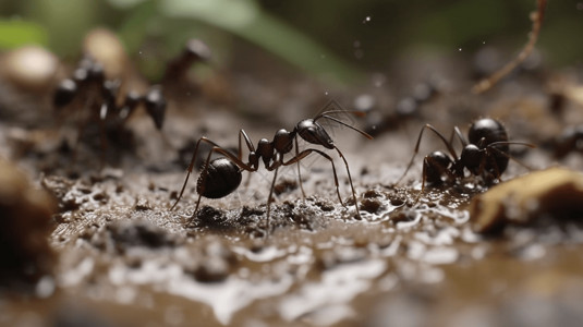 蚂蚁在努力重建巢穴高清图片