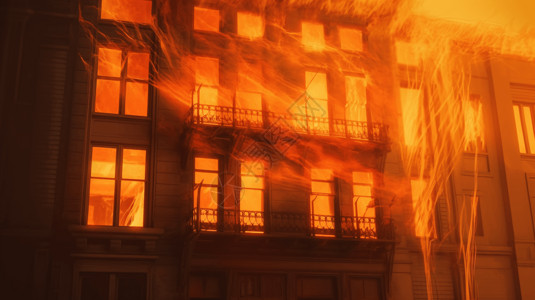 爆炸烈火烈火燃烧的建筑背景