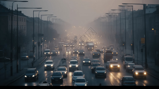 废气排放空气污染下的车道背景