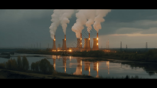 燃煤电厂排放污染物高清图片