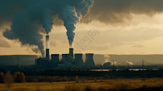燃煤电厂污染空气高清图片