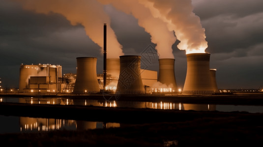 燃煤电厂造成污染排放高清图片