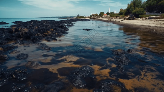 严重污染水污染与沿海地区的视图背景