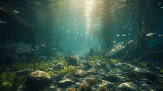 生物垃圾水下视角背景