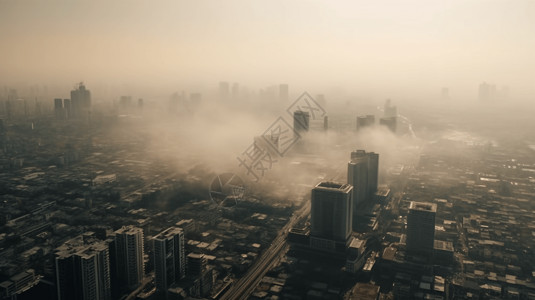 风尘滚滚被空气污染的城市背景