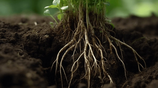 根茎植物植物的根部清晰特写背景